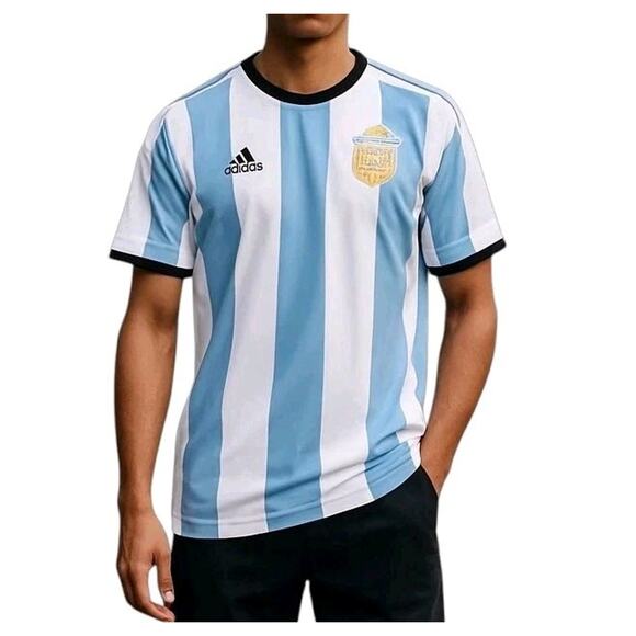 adidas Argentina Team Jersey Mens L Blue White Football Soccer 2016 NEW NWT